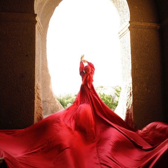 Red Long-Trained Dress